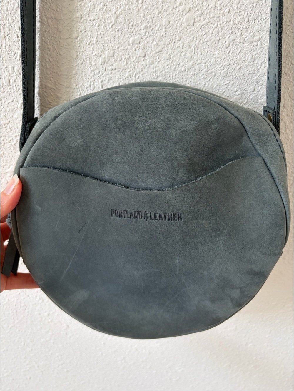 Portland Leather Circle Crossbody in Storm Large Size Luxury Bohemian Fall